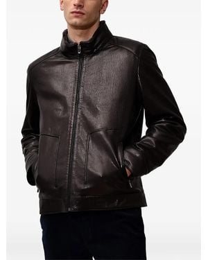 Poche Paris Zip Leather Jacket - Black
