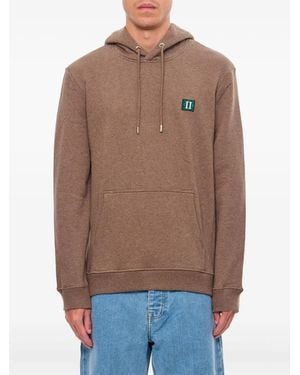 Les Deux Adjustable-Hood Logo-Patch Hoodie - Brown