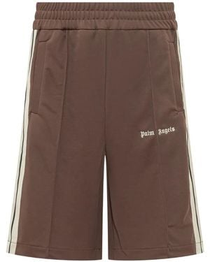 Palm Angels Logo-Print Shorts - Brown