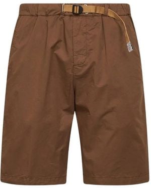White Sand Belted-Waist Shorts - Brown
