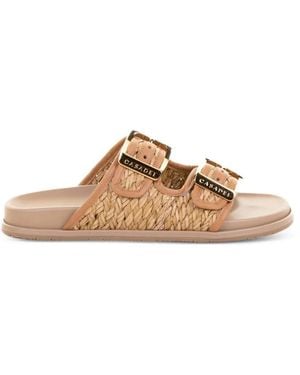 Casadei Birky Buckle-Fastening Woven Flat Sandals - Natural