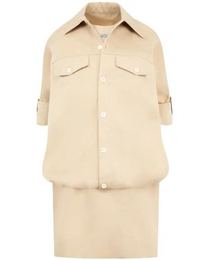 Loewe Button-Up Layered-Effect Dress - Natural