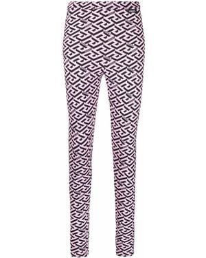 Versace La Greca-Print Leggings - Pink