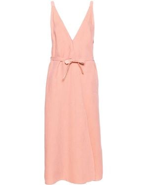 forte_forte Belted Linen Wrap Dress - Pink