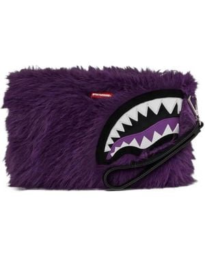 Sprayground Pochette Furzilla Shark Mouth En Fourrure Artificielle - Purple