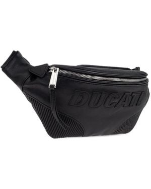 DSquared² X Ducati Embossed Zip Belt Bag - Black