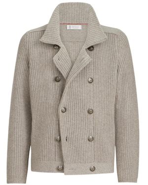 Brunello Cucinelli Vest Met Gekerfde Revers - Grijs