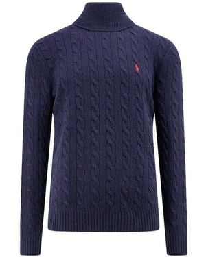 Polo Ralph Lauren Cable-Knit Turtleneck Jumper - Blue