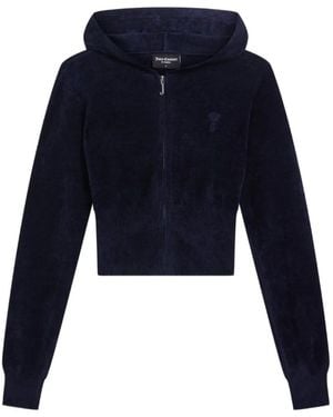 Juicy Couture Luxe Zip Embroidered Hoodie - Blue