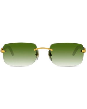 Cartier Corne Décor C Rectangle-Frame Sunglasses - Green