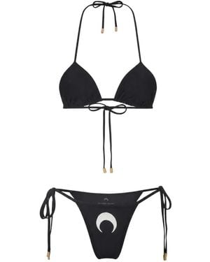 Marine Serre Moon-Print Triangle Bikini Set - White