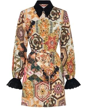 CAMILLA Broderie shirt mini dress - Schwarz
