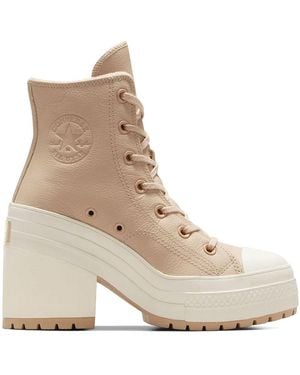 Converse Chuck 70 De Luxe Heel Platform Weatherized Leather Sneakers - Natural