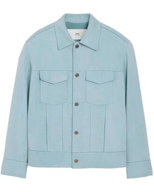 Ami Paris Leather Jacket - Blue