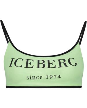 Iceberg Logo-Print Bikini Top - Green