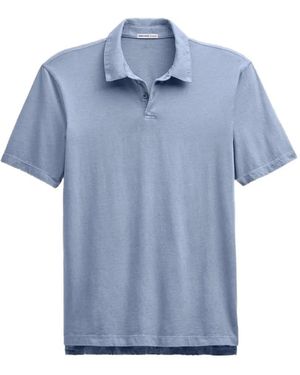 James Perse Suede-Effect Jersey Polo Shirt - Blue