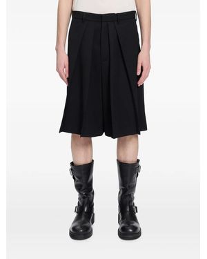 Ann Demeulemeester Bermudas Anchas Plisadas - Negro