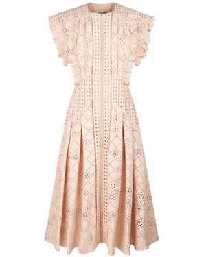 Alberta Ferretti Ruffled Broderie Dress - Pink