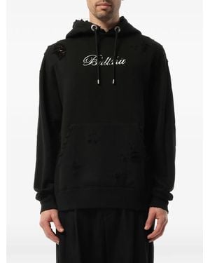 Mastermind Japan Distressed Logo-Print Hoodie - Black