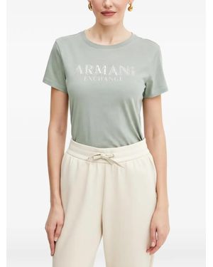 ARMANI EXCHANGE Rhinestone-Embelished T-Shirt - Green