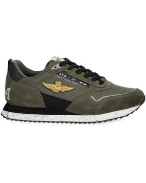 Aeronautica Militare Logo-Appliqué Lace-Up Low-Top Trainers - Green
