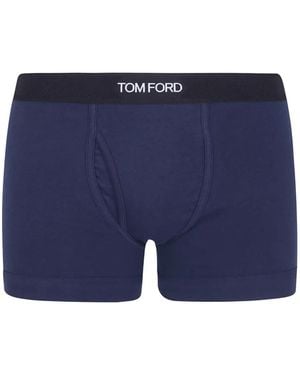 Tom Ford Logo-Waistband Boxer Briefs - Blue