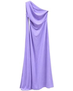 Solace London Demi One-Shoulder Draped Maxi Dress - Purple