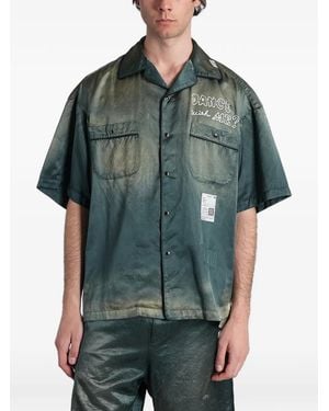 Maison Mihara Yasuhiro Embroidered Faded-Effect Shirt - Green