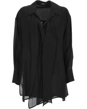 ELEH Semi-Sheer Tie-Fastening Shirt - Black