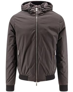 Moorer Chaqueta Con Capucha Y Ribete De Canalé - Gris