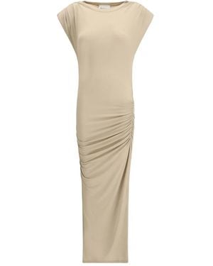 Isabel Marant Side-Ruched Midi Dress - Natural