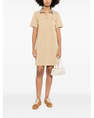 Burberry Check-Pattern Polo Dress - Natural