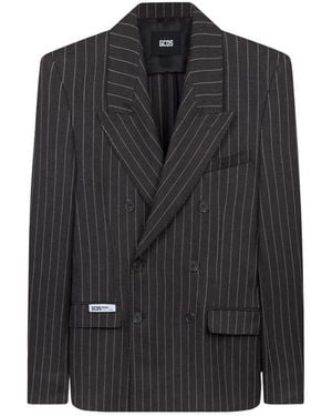 Gcds Pinstriped Double-Breasted Blazer - Black