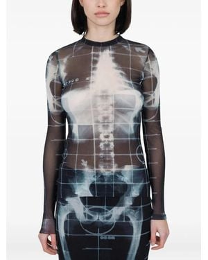 Jean Paul Gaultier Top Squeletor de malla - Gris