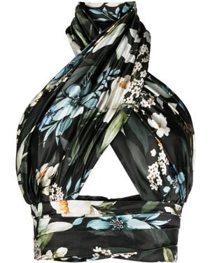 Bambah Gardenia Cut-Out Halterneck Top - Black