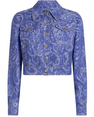 Etro Paisley-Jacquard Denim Jacket - Blue