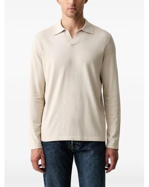 Marc O' Polo Logo-Embroidered Fine-Knit V-Neck Top - Natural