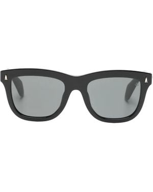 Moncler Bronzz Logo-Plaque Rectangle-Frame Sunglasses - Grey