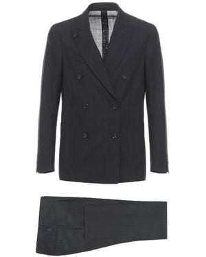 Lardini Pinstripe Double-Breasted Suit - Blue