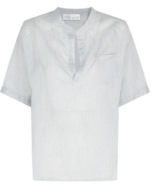 Roberto Collina Striped V-Neck Blouse - White