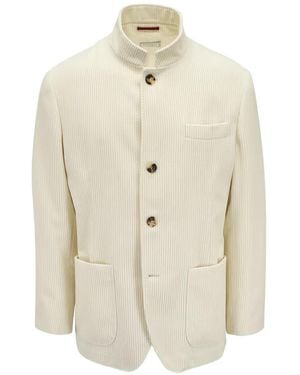 Brunello Cucinelli Buttoned Corduroy Jacket - White