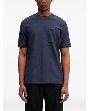 Fred Perry Logo-Embroidered T-Shirt - Blue