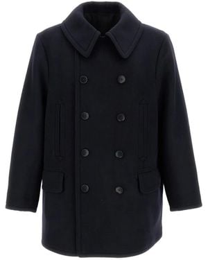 Kaptain Sunshine Flap-Pockets Button Peacoat - Blue