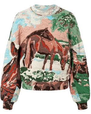 Anntian Wild Horses Sweater - Green