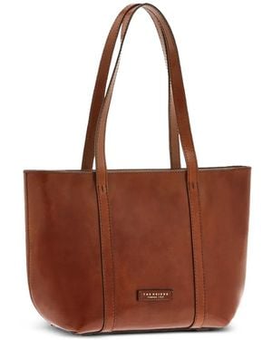 The Bridge Leather Zip-Top Tote Bag - Brown