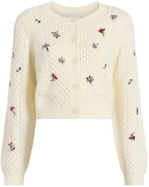 Cinq À Sept Rass Vest Met Geborduurde Bloemen - Naturel