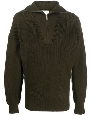 Isabel Marant Logo-Patch Zip-Up Jumper - Green