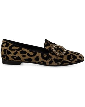 Dolce & Gabbana Mocasines Con Estampado De Leopardo Y Cristales - Negro