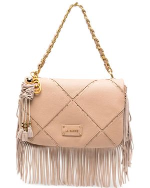 La Carrie Große Isabel Schultertasche mit Quaste - Natur