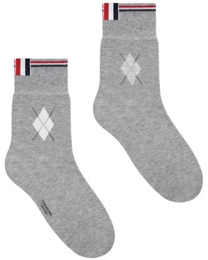 Thom Browne Argyle-Pattern Socks - White